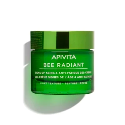 Image of Apivita Bee Radiant Signs of Aging &amp; Anti Fatigue Face Gel Cream 50ml Light Texture Antiwrinkle Moisturizer With Propolis White Peony Fights Wrinkles Boosts Brightness Non Comedogenic