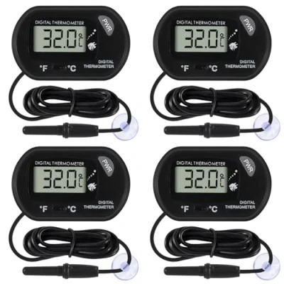 Image of 4Pcs Aquarium Thermometer Fish Tank Reptile Terrarium Water Temperature Test Digital with LCD Display Fahrenheit/Celsius(℉/℃)