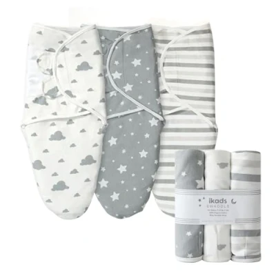 Image of Imperial Rooms Grey Swaddle Blanket 0 3 Months 100% Breathable Organic Cotton Swaddles for Newborn Pack of Baby Boy and Girl Wrap