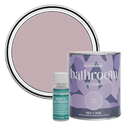 Image of Rust Oleum Pink Water Resistant Bathroom Tile Paint in Matt Finish Little Light 750ml