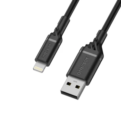 Image of OtterBox Reinforced USB A to Lightning Cable, MFi Certified, Charging Cable for iPhone and iPad, Ultra Rugged, Bend Flex Tested, 1M, Black