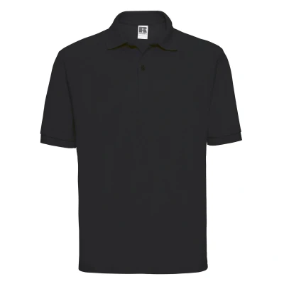 Image of Russell Athletic Mens Polycotton Pique Polo Shirt (Black) Size X Small