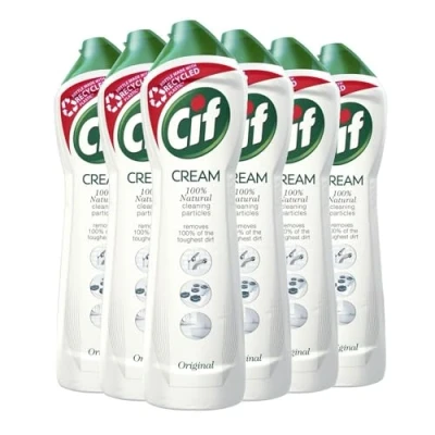 Image of Cif Original Cream Multipurpose Surface Cleaner enriched with a fresh, ocean scent made 100% natural cleaning particles for gentle and reliable cleaning, Multi Buy 6 Pack