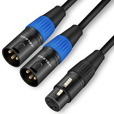 Image of JOLGOO XLR Splitter Cable, Female to Dual Male Y Microphone 2 1.5 Meters