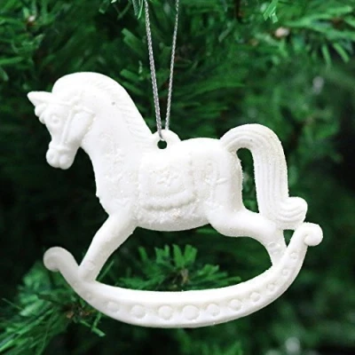 Image of 3 Pack of Glitter Rocking Horse Christmas Tree Hanging Pendant Decorations (2, White)