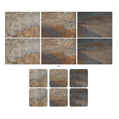 Image of Pimpernel Earth Slate, 6 Placemats + Coasters