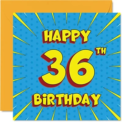 Image of Fun 36th Birthday Cards for Men Woman Comic Book Happy Card Daughter Sister Brother Dad Mum Son Cousin Auntie Uncle, 145mm x Greeting Cards,