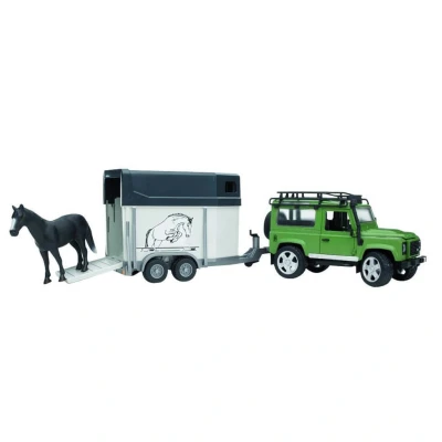Image of Bruder Land Rover Defender, horse trailer, 1 1:16 Toys