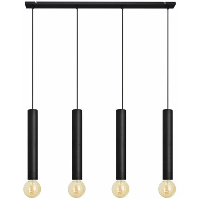 Image of Tuba Straight Bar Pendant Ceiling Light Black 100cm