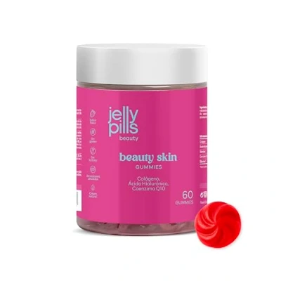 Image of Jelly Pills® Hydrolyzed Collagen Gummies with Hyaluronic Acid and Coenzyme Q10 No Added sugars 60 Strawberry Flavour for Skin, Bones Joints
