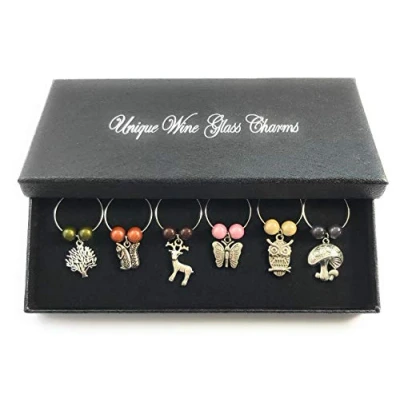 Image of Libby&#039;s Market Place In The Countryside Wine Glass Charms with Gift Box