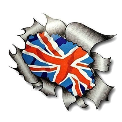 Image of Sticar it Ltd RIPPED TORN METAL Car Sticker Union Jack British UK Flag Vinyl decal Large 205x160mm approx.