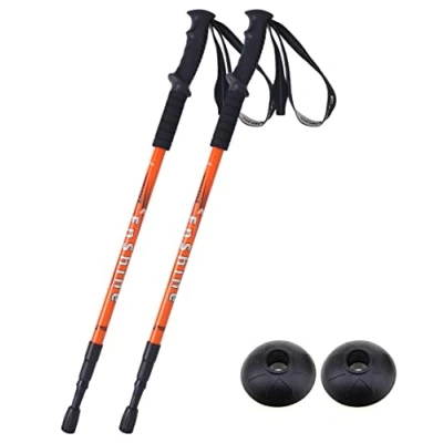 Image of 2 X Hikehobby® Antishock With Handle Trekking Walking Hiking Stick Pole (orange)