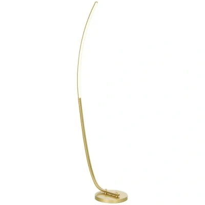 Image of HOMCOM LED Floor Lamp with 3 Adjustable Brightness, Modern Standing Foot Switch for Bedroom, Living Room, Gold Tone