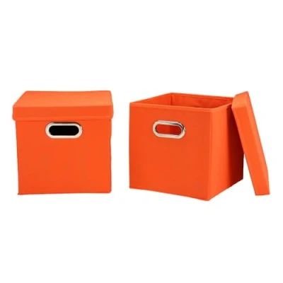 Image of Household Essentials 32 1 Decorative Storage Cube Set with Removable Lids Orange 2 Pack