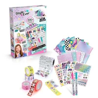 Image of Scrapbooking Kit, 200+ Accessories Included, Hours of Creative Fun, Scrap and Customize Your Favourite Notebook, Stickers, Tape, Stencils, Endless Possibilities