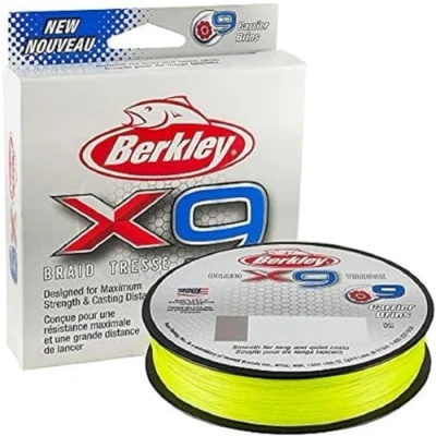 Image of Berkley X9 Braided Fishing Line 9 Strand Braid for Saltwater and Freshwater Fishing, Unisex,, Flame Green, 14.2kg 328yd 300m