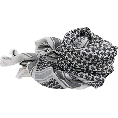 Image of HshDUti Desert Shemagh Scarf Stylish Versatile Fashion for Men &amp; Women Plaid Military Tactical/Desert Keffiyeh Wrap White
