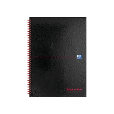 Image of Black n Red Wirebound Glossy Hardback Notebook Ruled 140 Pages