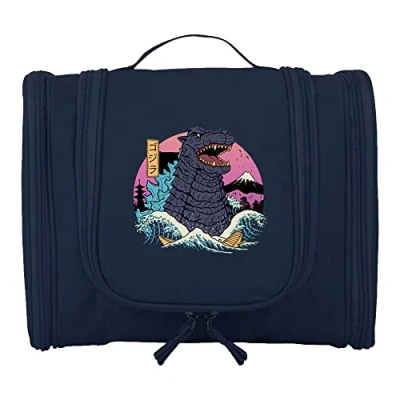 Image of Travel Hanging Toiletry Bag for Women and Men, Toiletries Organizer, Bathroom Shaving Kit Cosmetics, Makeup Case Wash (Japan Godzilla)