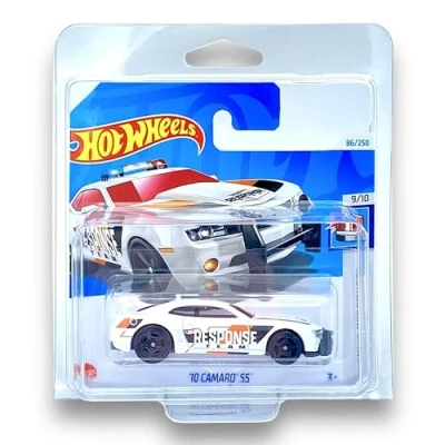 Image of Hot Wheels &#039;10 Camaro SS (White, Black &amp; Orange) 9/10 HW First Response 2024 86/250 (Short Card) COMES IN A GENUINE KLAS CAR KEEPER PROTECTOR CASE HTC88