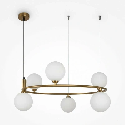 Image of Maytoni Ring Modern 6 Light Globe Pendant Ceiling Brass G9
