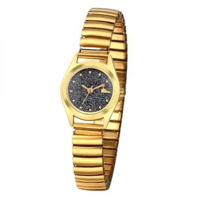Image of JewelryWe Women&#039;s Elastic Band Watch: Round Quartz Stretch Strap Wrist Watch Gold Tone Dress Mother&#039;s Day