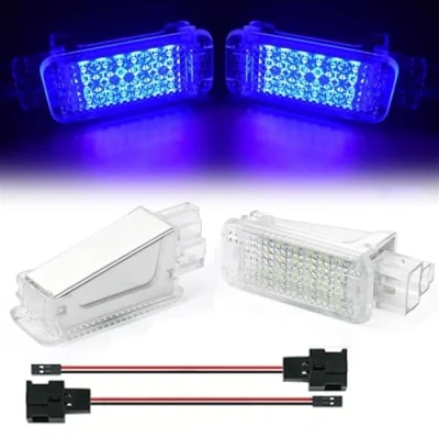 Image of Pizgear 2Pcs LED Footwell Boot Door light Courtesy Luggage Lamps, for Skoda, Superb B5 B6 B7, Octavia, 2 3 4 Fabia Rapid Yeti Kamiq Scala Trunk Interior Lights(Charm Blue 2)