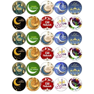 Image of Ramadan Mubarak Eid Cupcake Toppers Edible Wafer Paper Fairy Cake Birthday Cakes Decorations