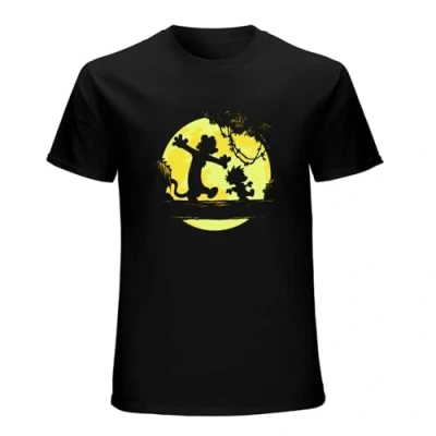 Image of Calvin E Haroldo Hobbes T Shirt Graphics Tee Black XL