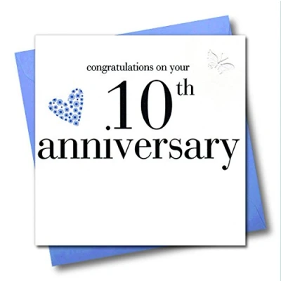 Image of Claire Giles Hearts and Stars Congratulations on You 10th Anniversary Card