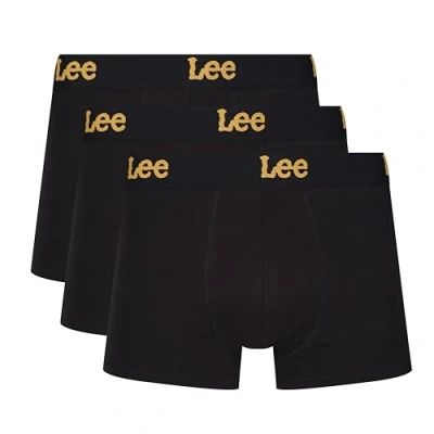Image of Lee Men&#039;s Boxer Shorts in Black Soft Touch Cotton Trunks with Stretchy Elasticated Waistband Comfortable and Breathable Underwear Multipack of 3