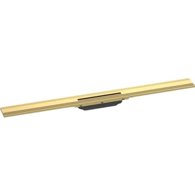 Image of hansgrohe 56052990 RainDrain Flex Ready Set Shower Drain 900 Can be Shortened for Wall Mounting Optic Complete Channel, Polished Gold Look, 90 cm