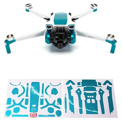 Image of WRAPGRADE Skin Stickers Compatible with DJI Mini 3 Accent Color (CARIBBEAN BLUE)
