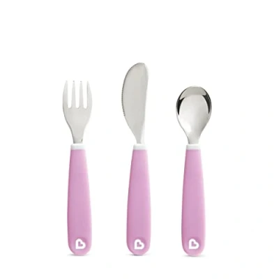 Image of Munchkin Splash Toddler Cutlery Set (Fork, Knife &amp; Spoon), Purple, 3 Count (Pack of 1)