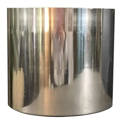 Image of Leaf Modern Metal Planter, Silver, 18cm
