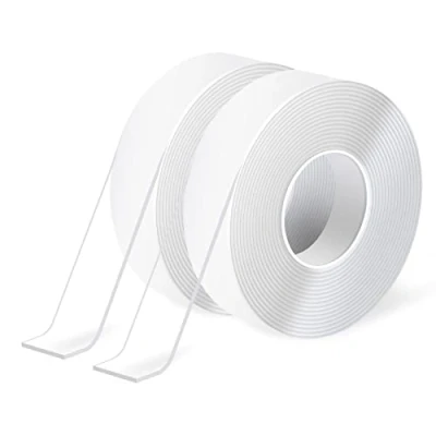 Image of Art3d Nano Double Sided Adhesive Tape (2 Roll of 10FT), Multipurpose Transparent Foam for Carpet Mats/Paste Items/Photos Frames/Craft Wall Mounting