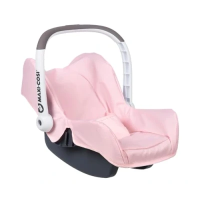 Image of Smoby 240233 car seat with carrying handle in original Maxi Cosi design, accessories for dolls up to 42 cm, Children from 3 years, pink, 31 x 47 35 cm