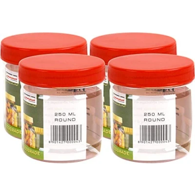 Image of Clear Food Grade Plastic Storage Container Pet Jars Freezer and Microwave Safe (250ml 3pk)