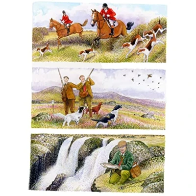 Image of Half a Donkey Hand Drawn Country Life Pursuits Large Cotton Tea Towel