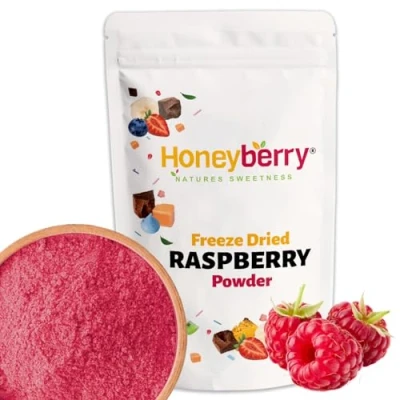 Image of Freeze Dried Raspberry Powder 100g Finely Milled Fruit Dehydrated from Frozen, 100% Pure and Natural, No Added Sugar or Preservatives for Baking, Smoothie, Icing, Frosting