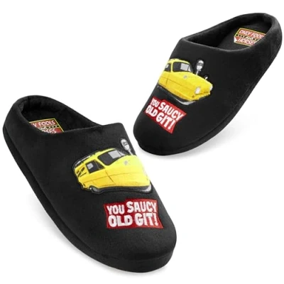 Image of Only Fools and Horses Mens Mule Slippers, Non Slip House Shoes Gifts (Black/Yellow, 6 UK)