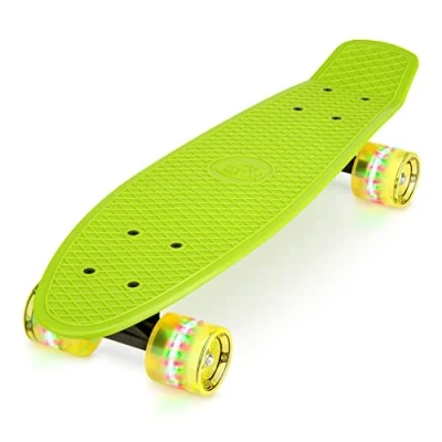 Image of Xootz Kid&#039;s Complete Retro Plastic Skateboard with LED Light Up Wheels