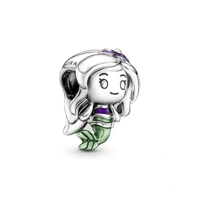 Image of Pandora Disney Ariel sterling silver charm with purple and green enamel