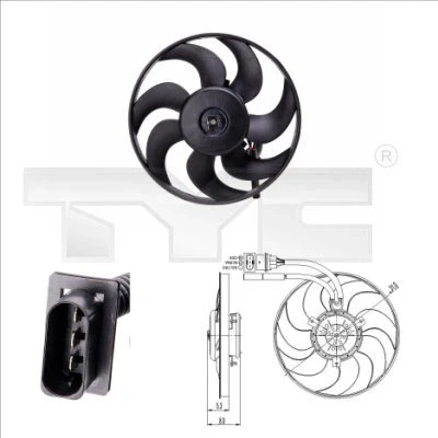 Image of 6K0959455L Cooling fan TYC 831 0009 310mm 300W without radiator shroud, with load resistor VOLKSWAGEN: Polo III Hatchback, Hatchback