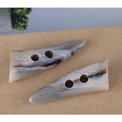 Image of MoonyLI 4pcs Resin Toggle Buttons Horn Imitation Tooth Two Holes Shape Sewing Craft DIY Accessories 5.5 x 2 cm