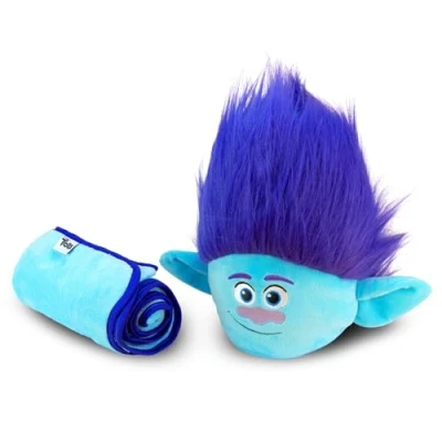 Image of Trolls Armrest Buddy Stuffed Plush Travelling Toy With Blanket 13 Kids Ultimate Travel Pillow Companion Set (Branch)