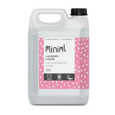 Image of Miniml Laundry Liquid Washing Detergent 5L Refill Natural Non Bio Pink Dragonfruit &amp; Orchid Scented Clothes Fabric Cleaner for Machine or Delicate Hand Wash 100% Vegan Cruelty Free (165 Washes)