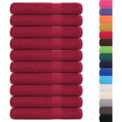 Image of vidaXL Sauna Towels 10 pcs Bordeaux 80x200 cm 360 gsm 100% Cotton