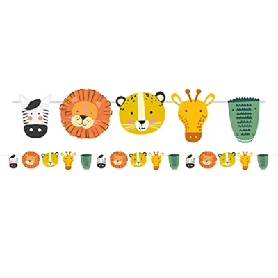 Image of Amscan 9910164 Get Wild Animals Kids Birthday Party Garland Banner Decoration 3m